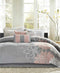 Madison Park Lola Cotton 7-Pc. King Comforter Set Grey Blush New $430